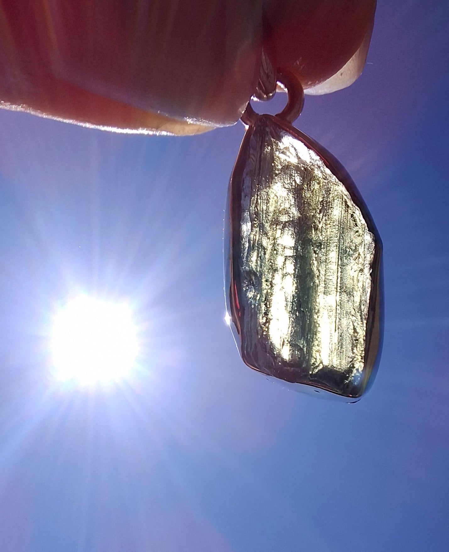 Moldavite Pendant, 925 Silver, Tektite (Ref: P13)