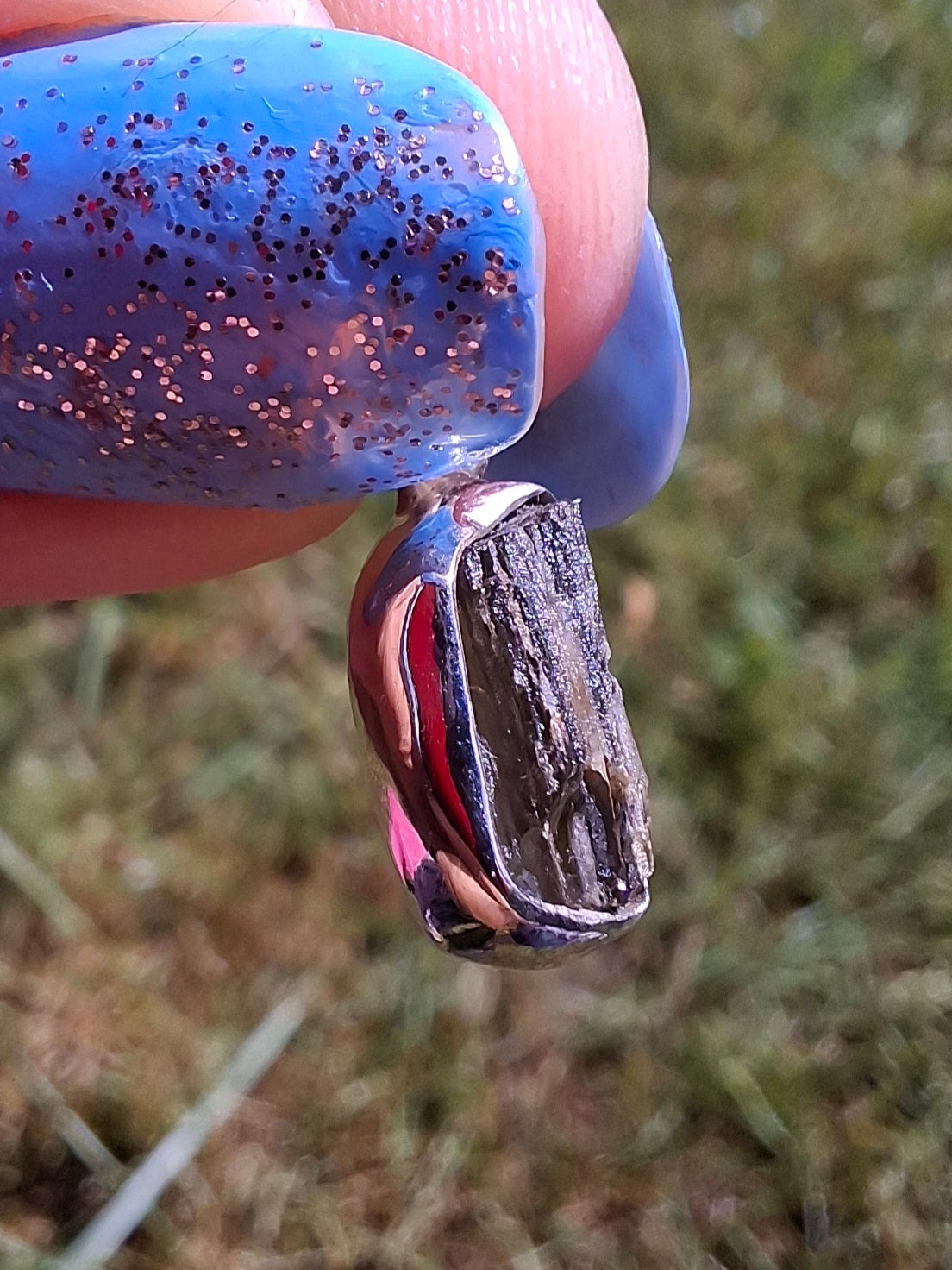 Moldavite Pendant, 925 Silver, Tektite (Ref: P91)