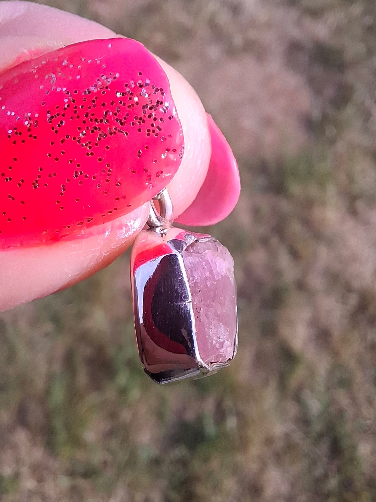 Pink Tourmaline Pendant, 925 Silver, Crystal (Ref: PT82)