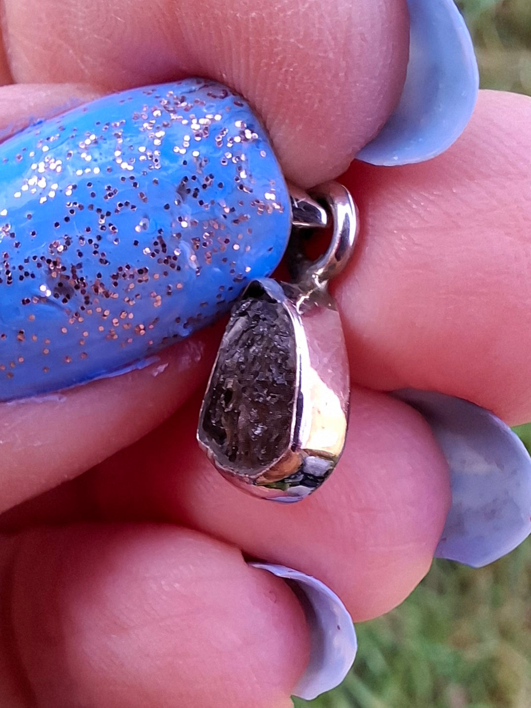 Moldavite Pendant, 925 Silver, Tektite (Ref: P40)