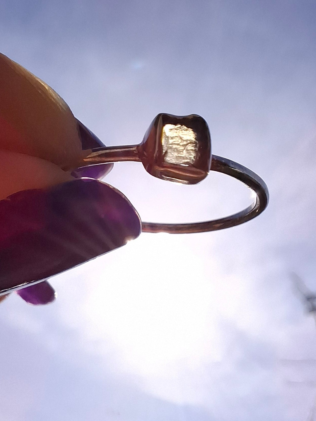 Moldavite Ring, size large R/small S, 925 Silver, Tektite (Ref: R65)