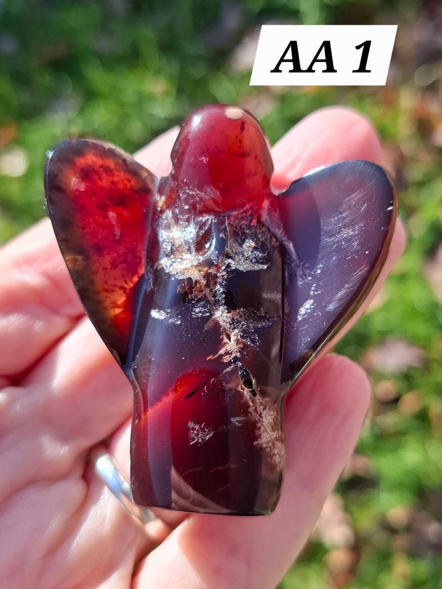 Red Amber Angel, 26.36g, carving, Fossil (Ref: AA1)