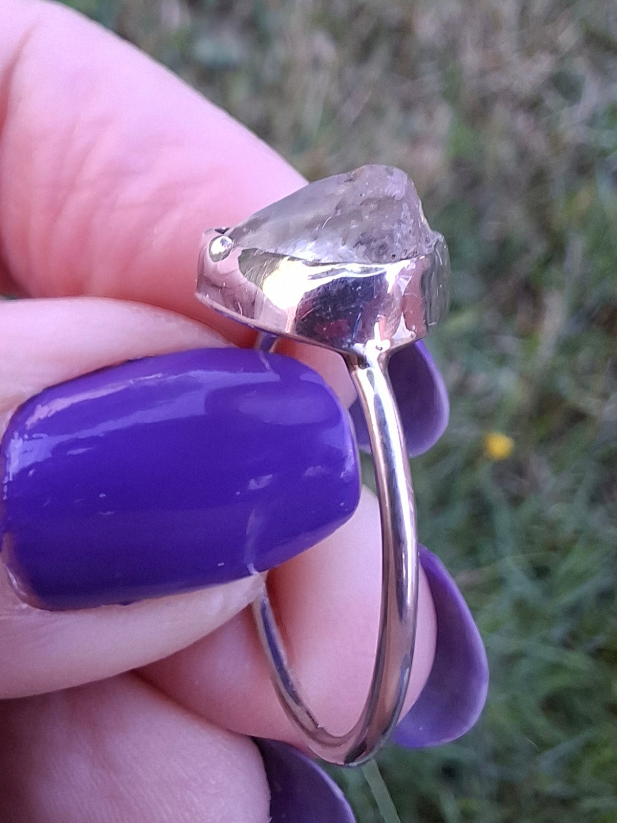 Libyan Desert Glass Ring, size small R, 925 Silver, Tektite (Ref: LR39)