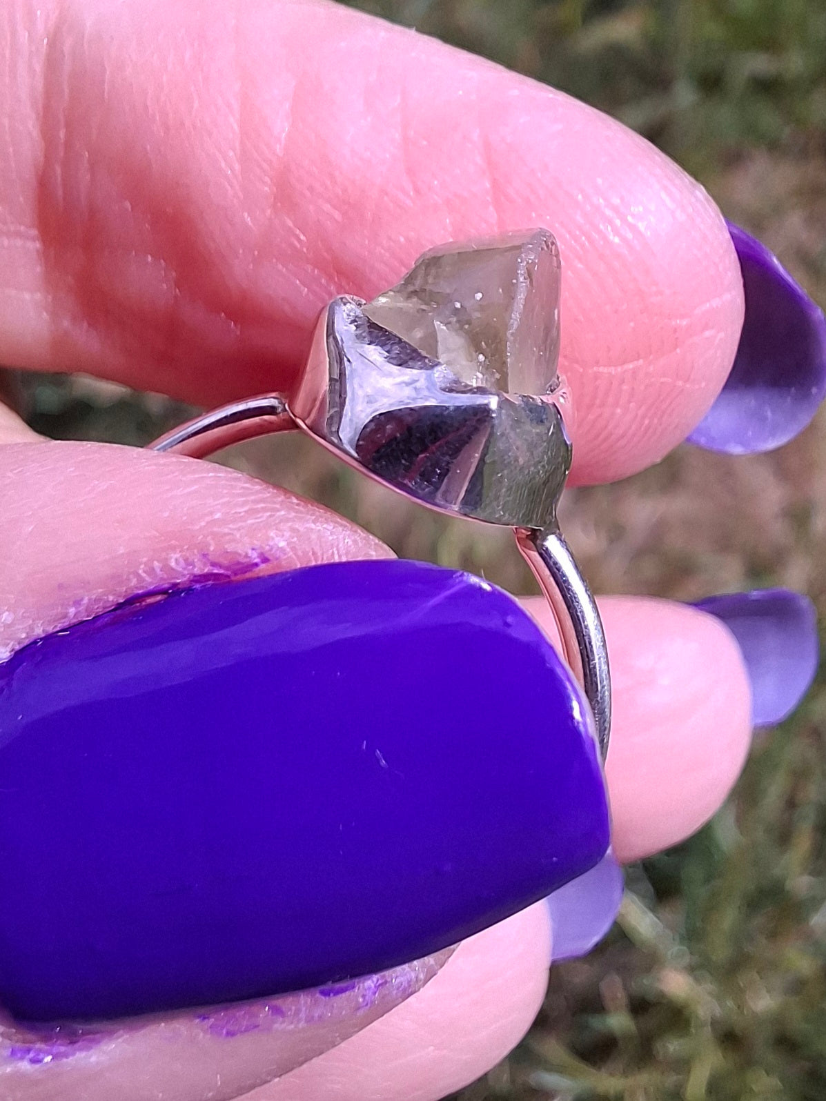 Libyan Desert Glass Ring, size large K/small L, 925 Silver, Tektite (Ref: LR17)