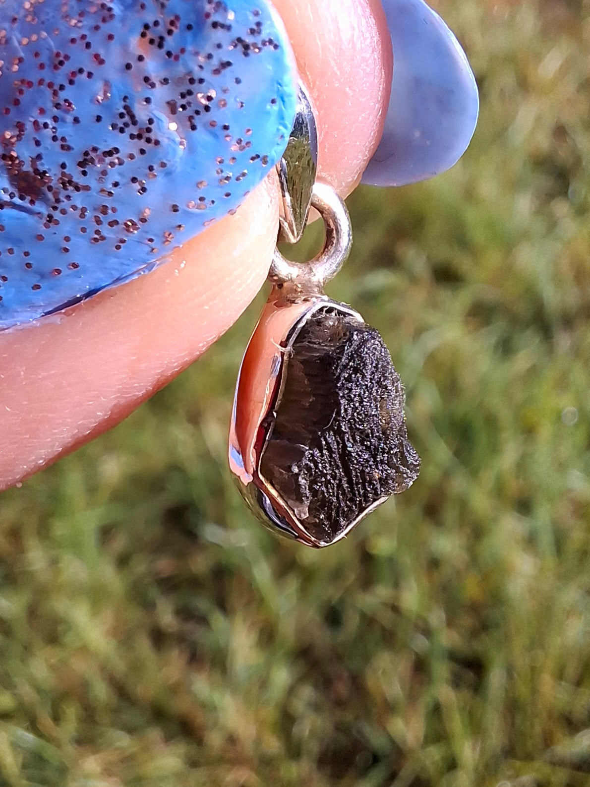 Moldavite Pendant, 925 Silver, Tektite (Ref: P58)