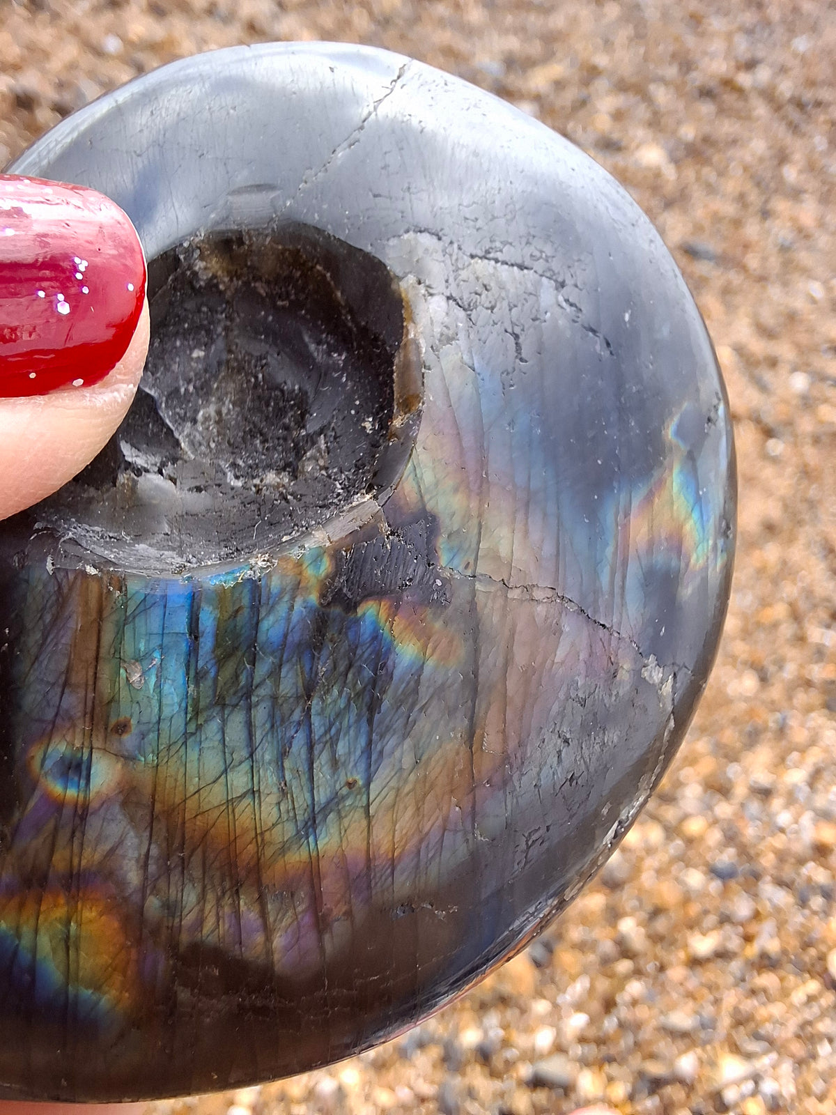 Labradorite Ammonite Carving, 89.31g, Crystal (Ref: laba6)