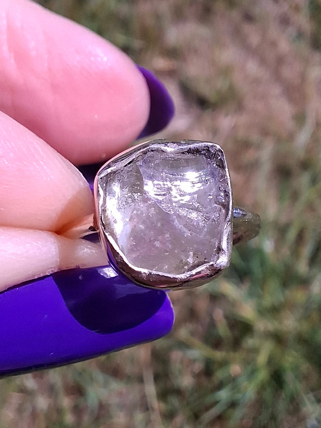 Libyan Desert Glass Ring, size large G/small H, 925 Silver, Tektite (Ref: LR5)