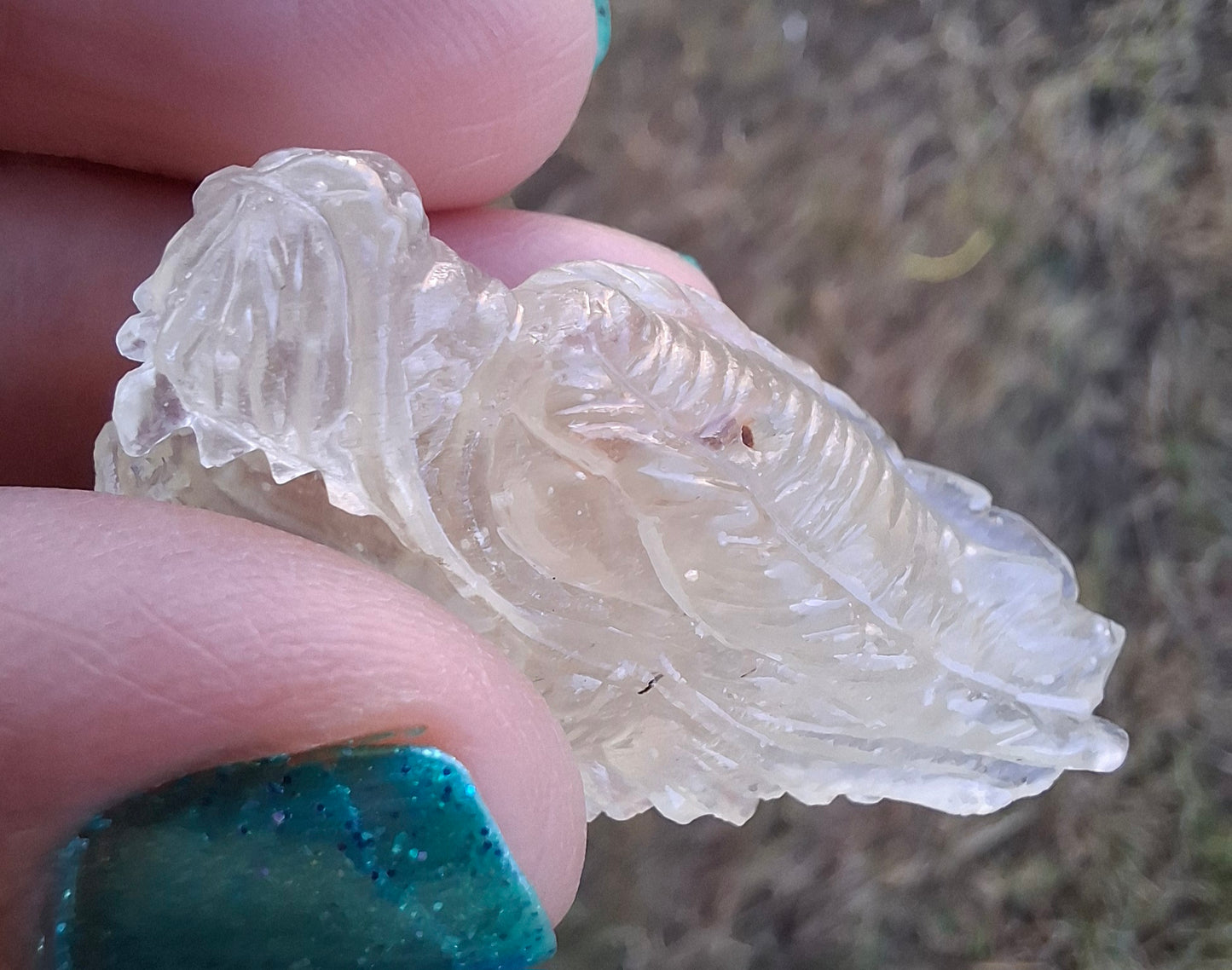 Libyan Desert Glass DRAGON HEAD carving, 9.66g, Tektite (Ref: Dragon 3)