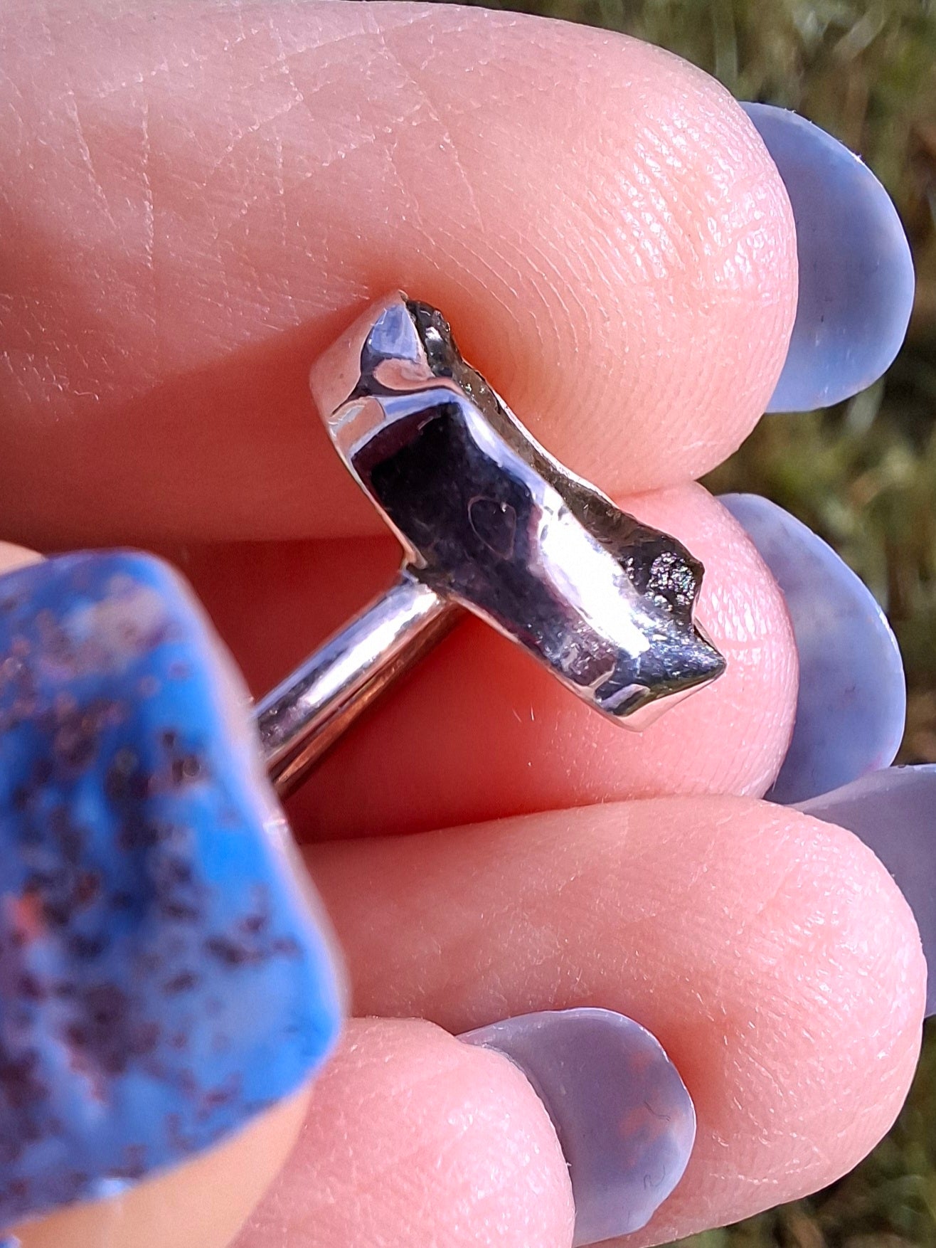 Moldavite Ring, size M, 925 Silver, Tektite (Ref: R22)