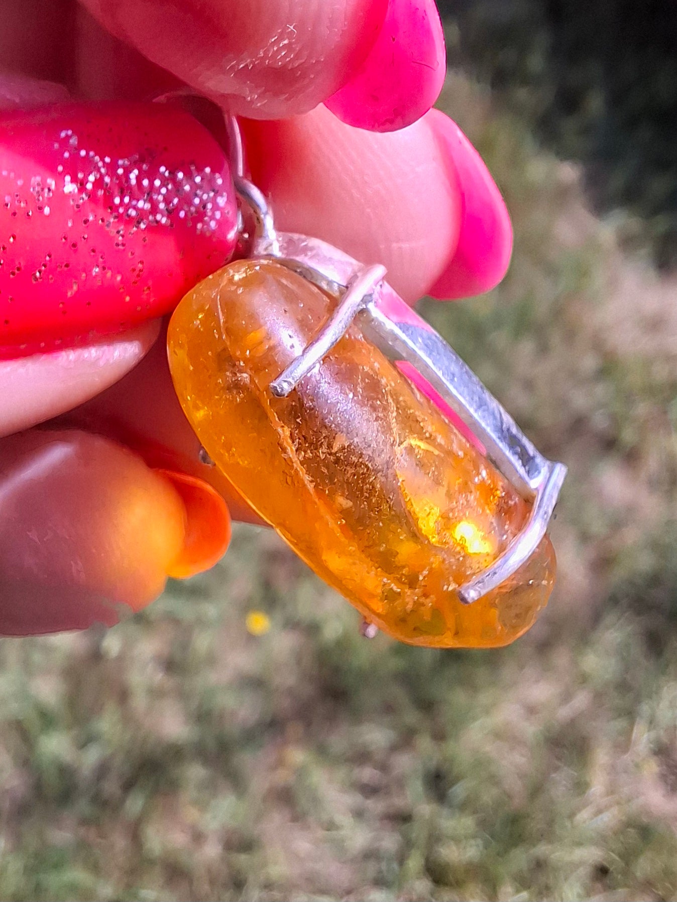 Baltic Amber Pendant, 925 Silver, Fossil (Ref: AP13)