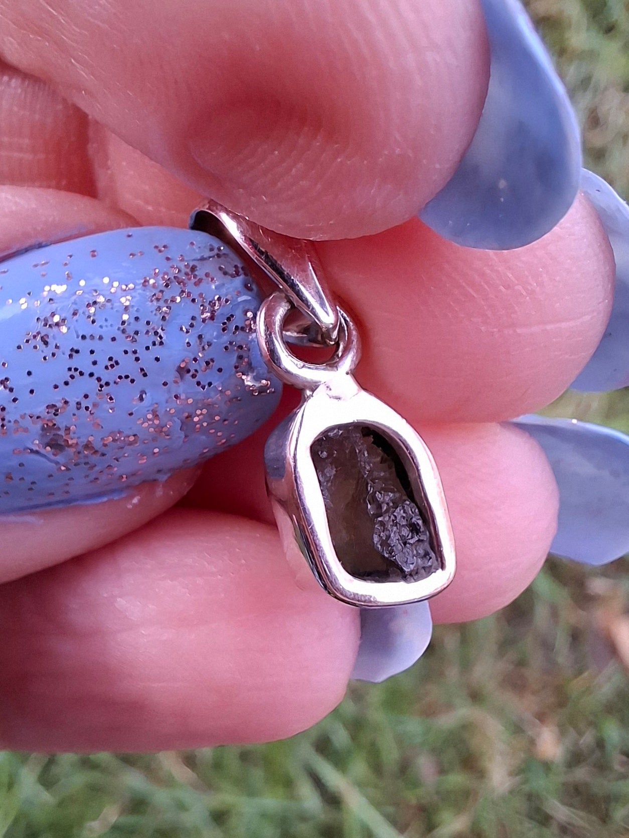 Moldavite Pendant, 925 Silver, Tektite (Ref: P61)