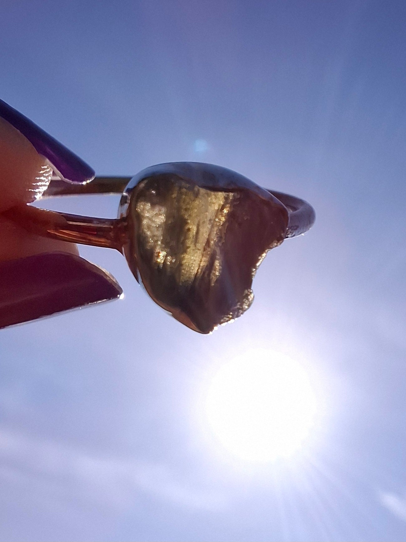 Moldavite Ring, size small X, 925 Silver, Tektite (Ref: R33)
