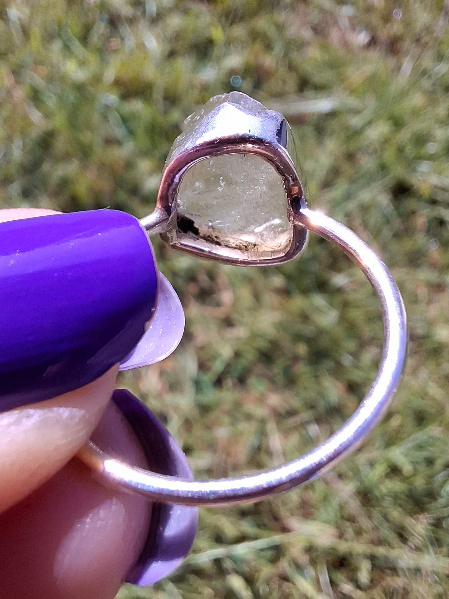 Libyan Desert Glass Ring, size small S, 925 Silver, Tektite (Ref: LR44)