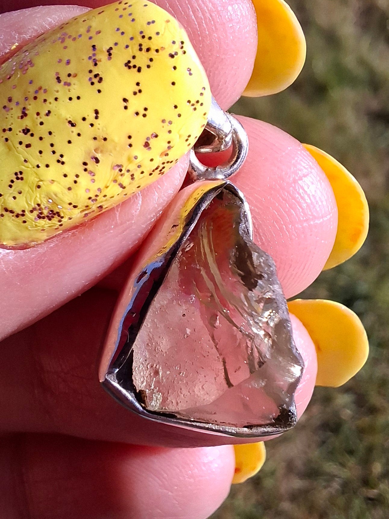 Libyan Desert Glass Pendant, 925 Silver, Tektite (Ref: LP101)