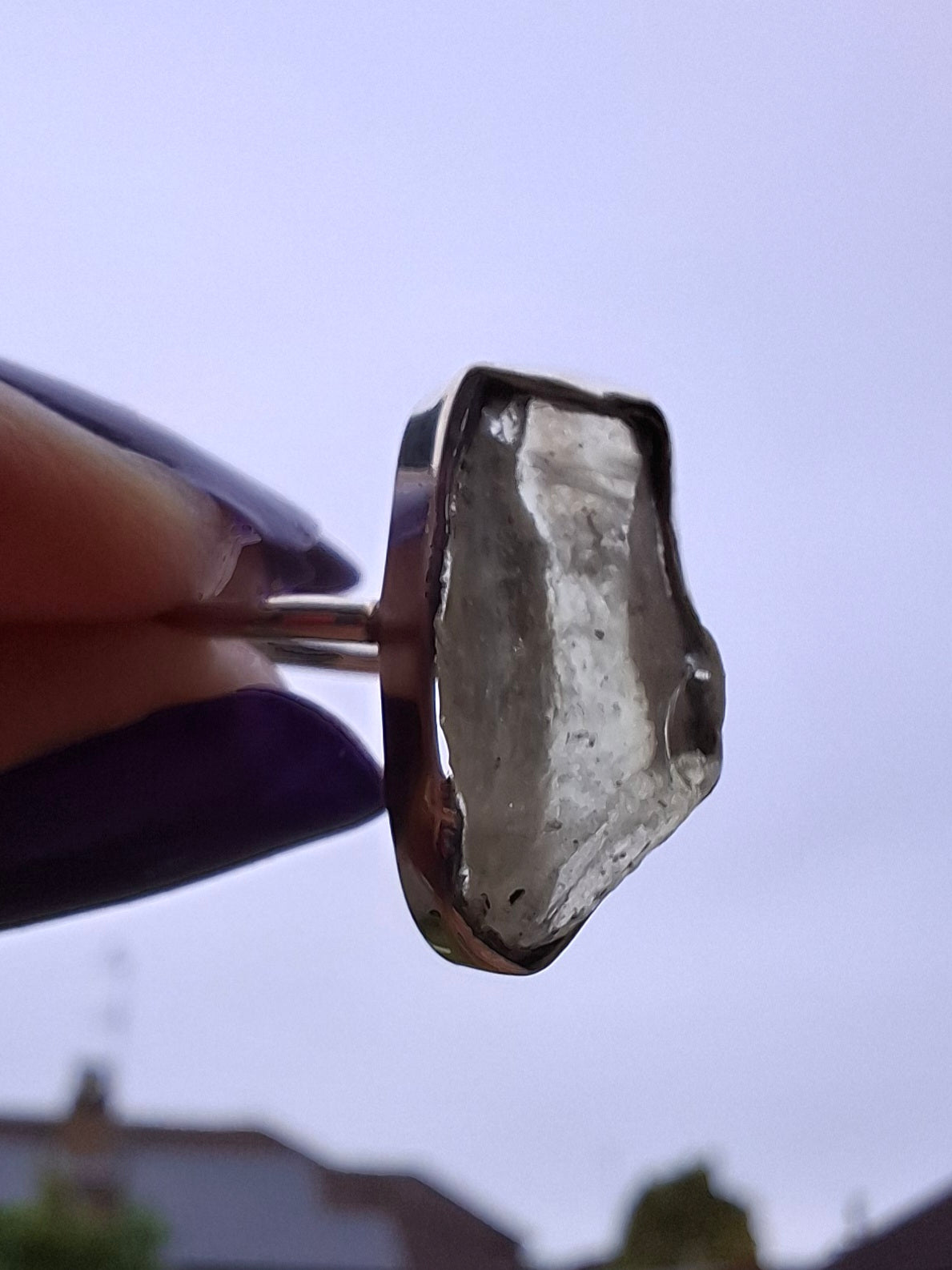 Libyan Desert Glass Ring, size large P, 925 Silver, Tektite (Ref: LR33)