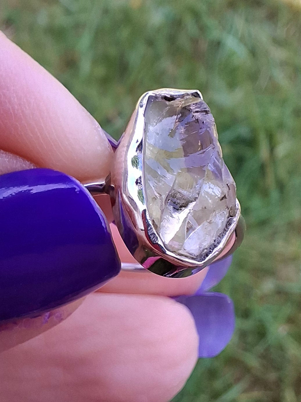 Libyan Desert Glass Ring, size K, 925 Silver, Tektite 🌈 (Ref: LR12)