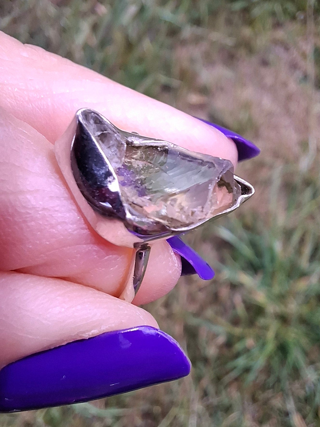 Libyan Desert Glass Ring, size large G, 925 Silver, Tektite (Ref: LR4)