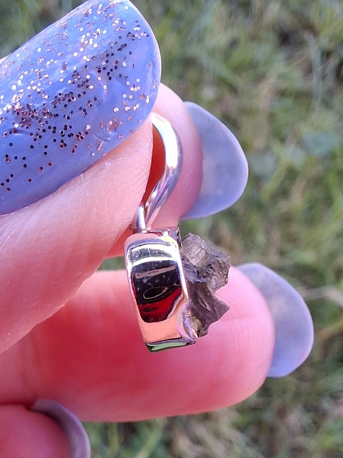Moldavite Pendant, 925 Silver, Tektite (Ref: P92)