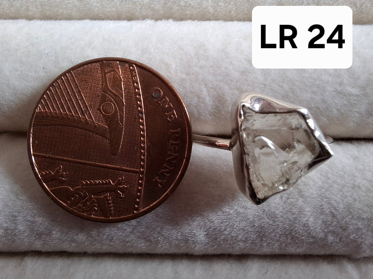 Libyan Desert Glass Ring, size large O, 925 Silver, Tektite (Ref: LR24)