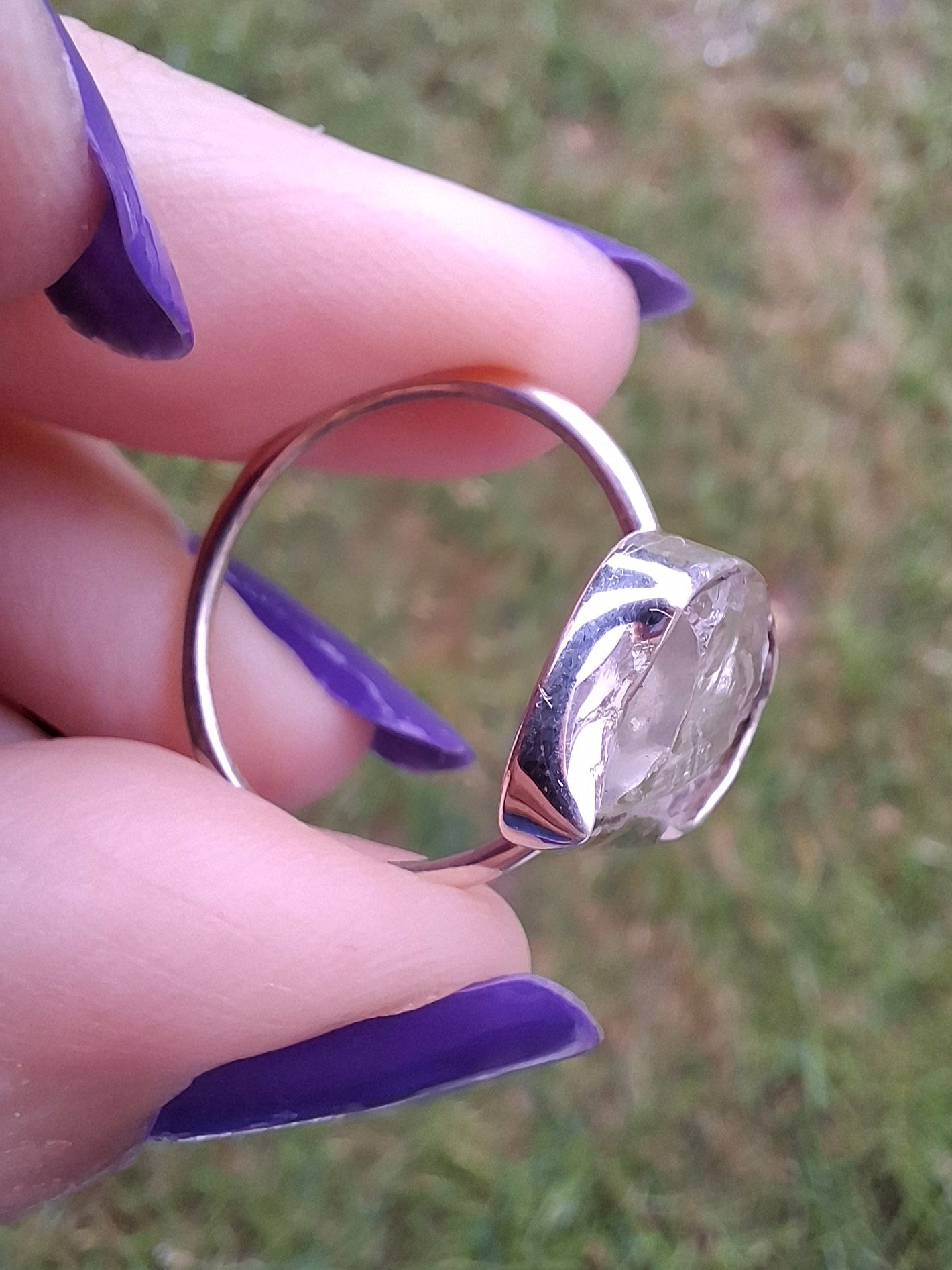 Libyan Desert Glass Ring, size large P, 925 Silver, Tektite (Ref: LR29)