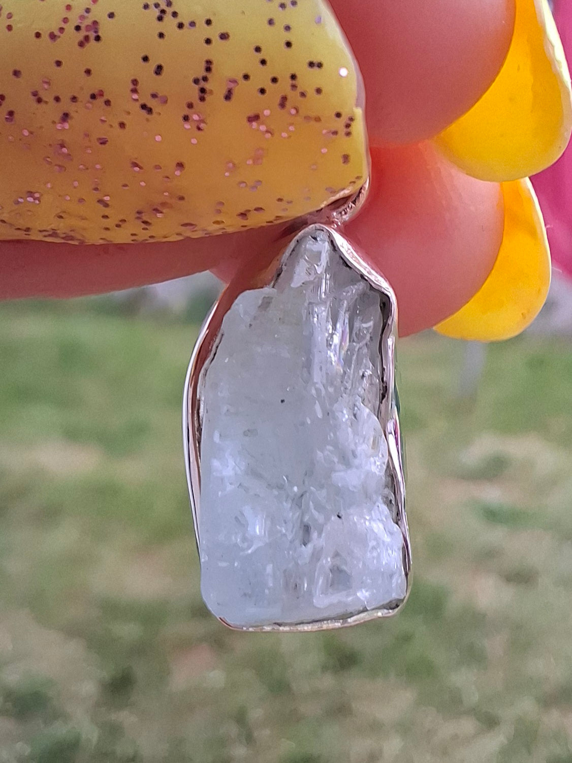 Aquamarine Pendant, 925 Silver, Crystal 🌈 (Ref: AQ4)