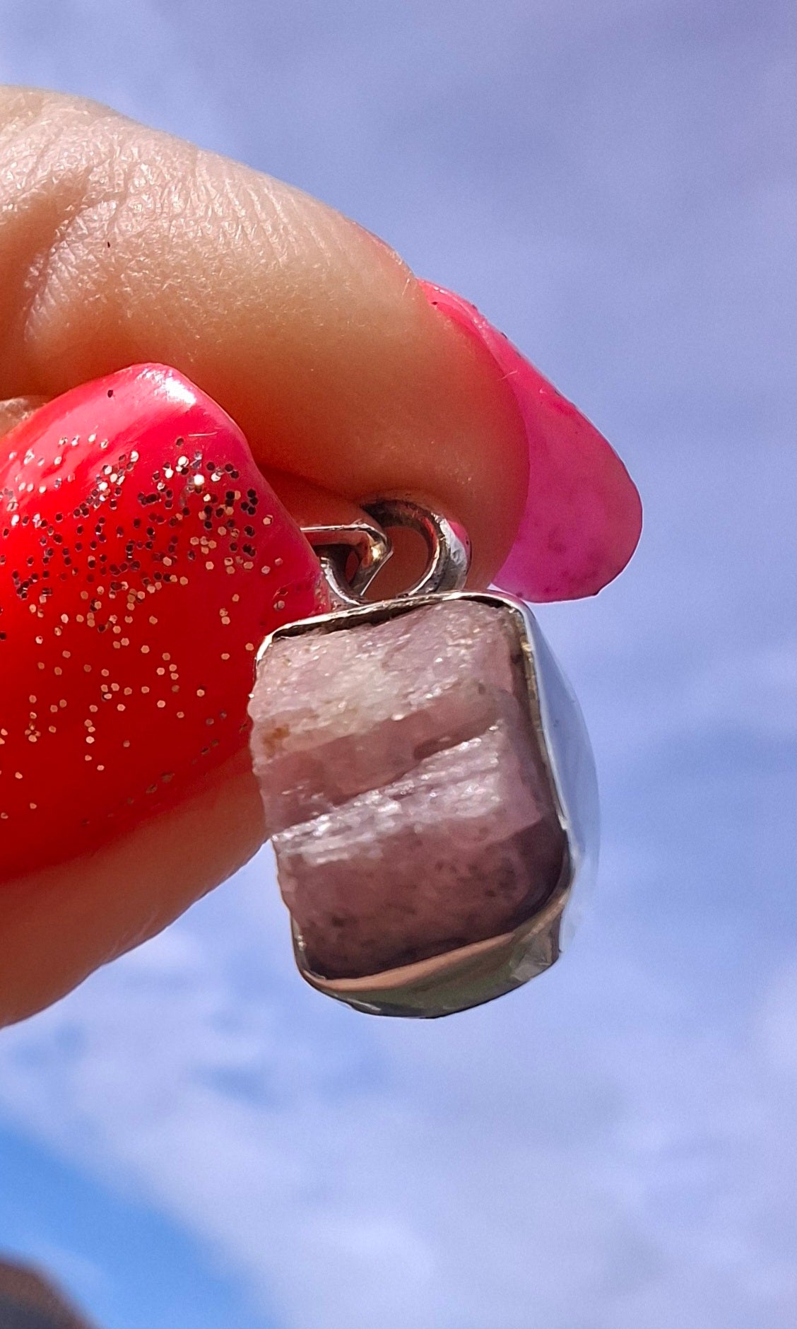 Pink Tourmaline Pendant, 925 Silver, Crystal (Ref: PT81)