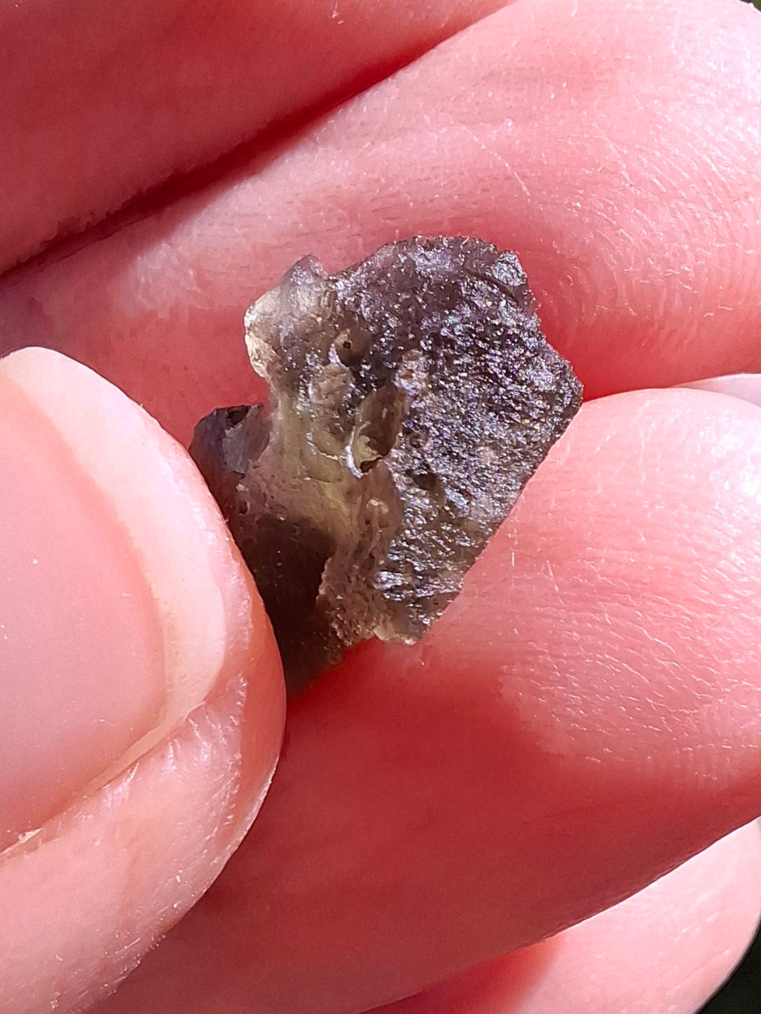 DRILLED, Moldavite Piece, 0.96g, Tektite (Ref: D27)