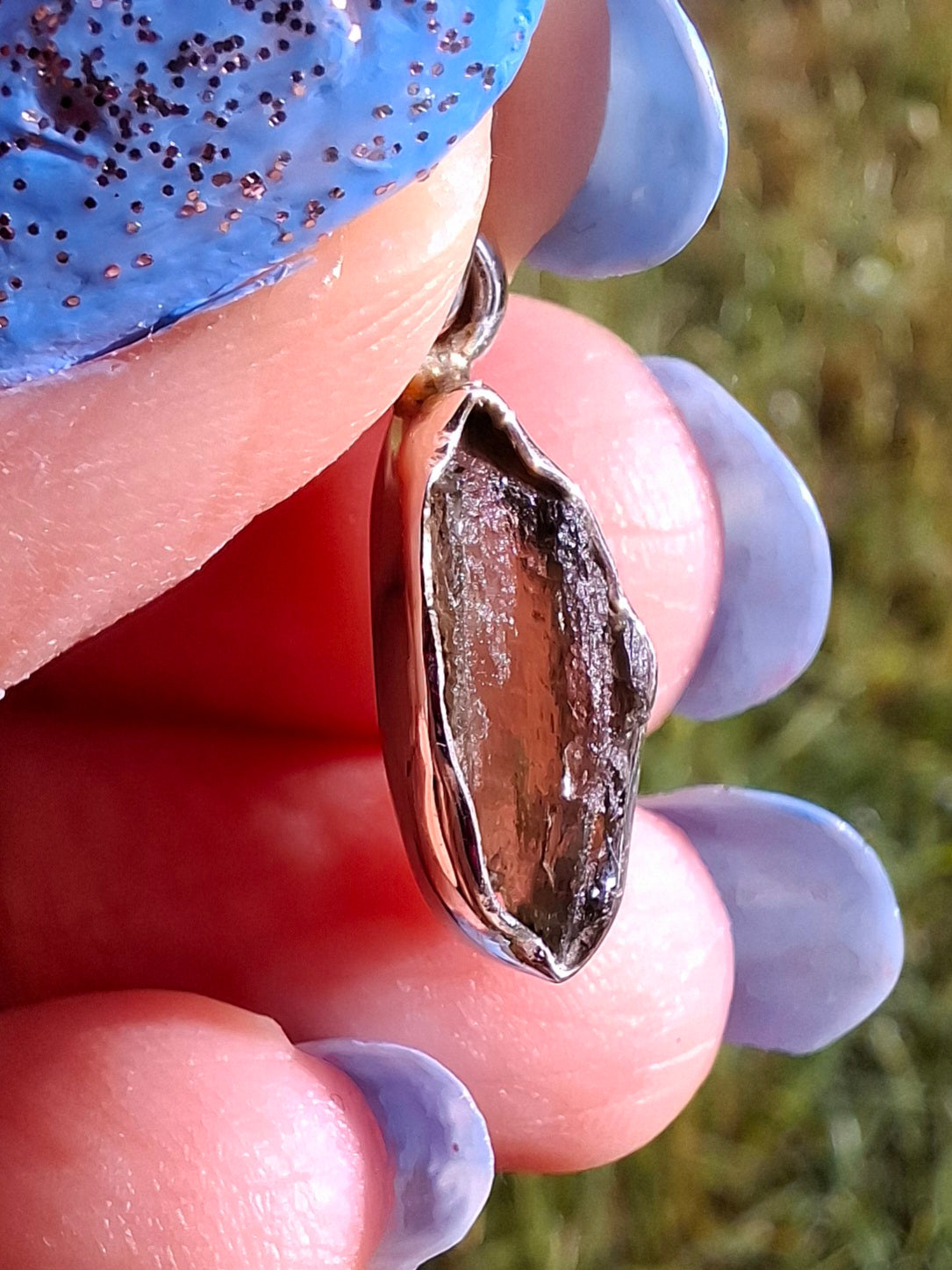 Moldavite Pendant, 925 Silver, Tektite (Ref: P43)