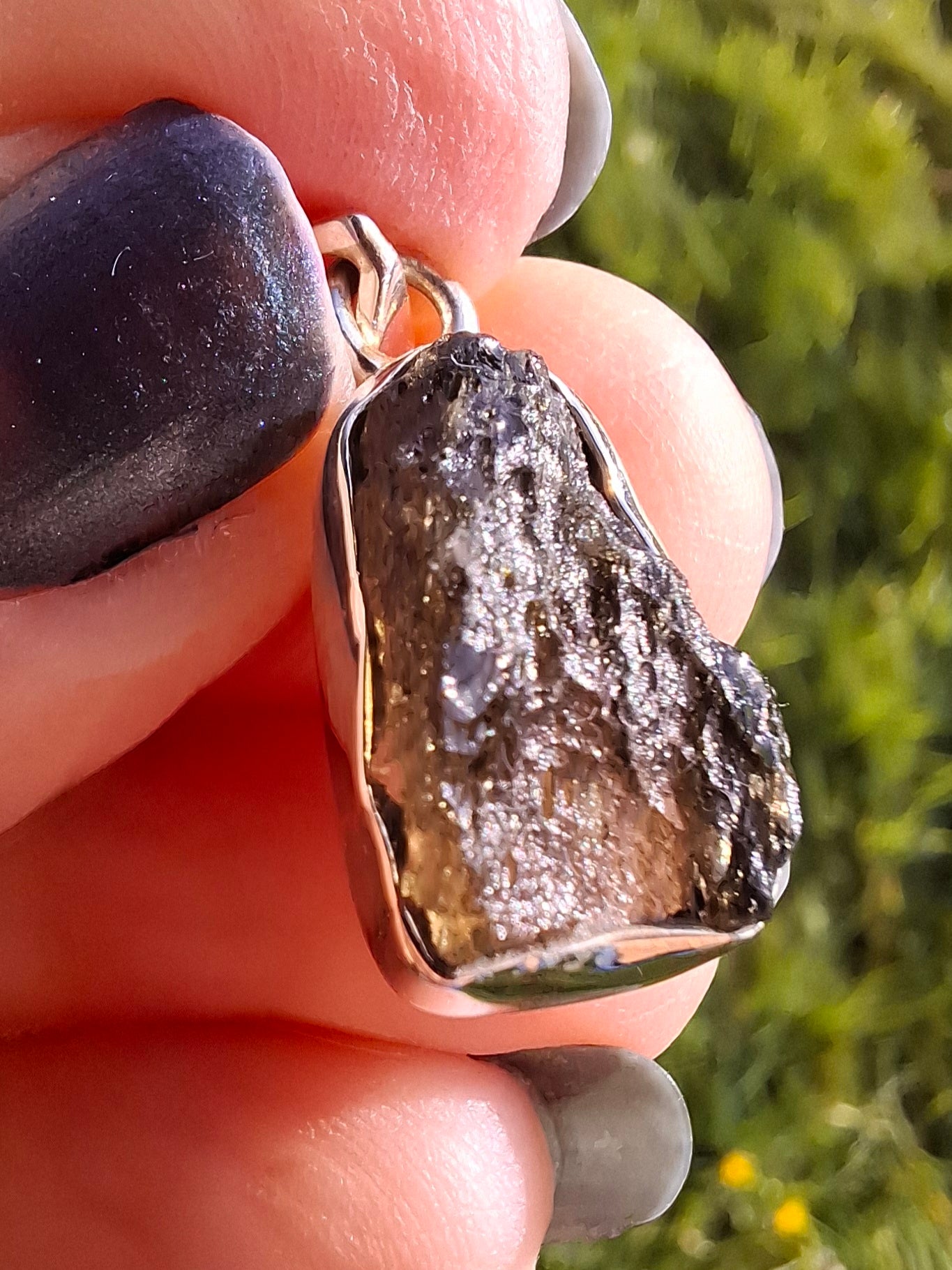 Moldavite Pendant, 925 Silver, Tektite (Ref: P15)