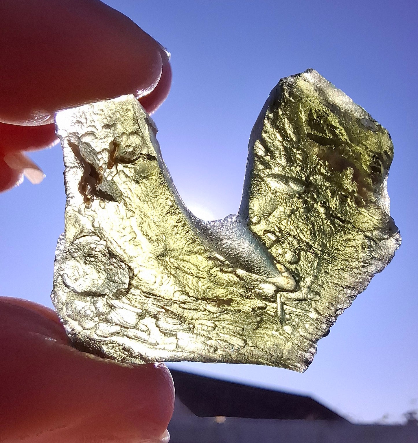 Moldavite Piece, NESMEN, 8.90g, Tektite (Ref: 1374)