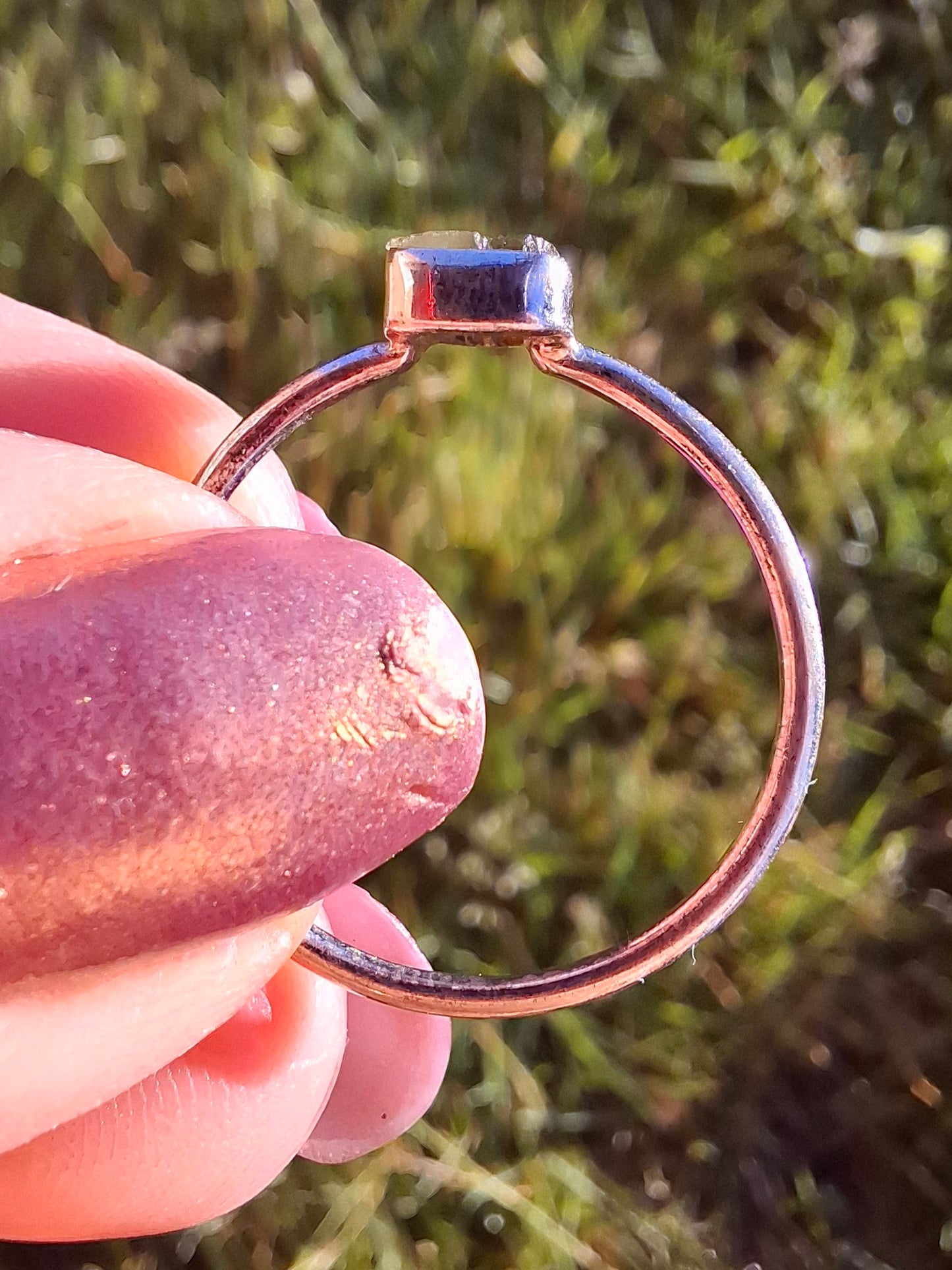 Moldavite Ring, size large R/small S, 925 Silver, Tektite (Ref: R67)