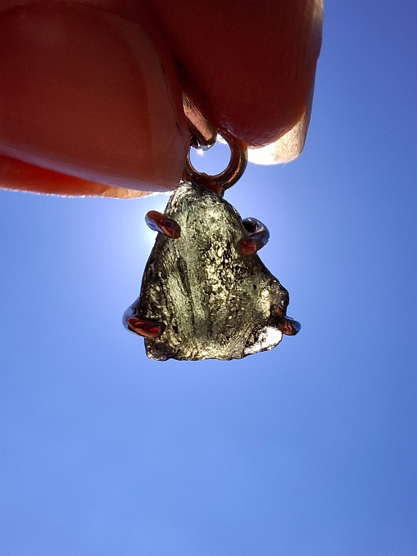 Moldavite Claw Pendant, 925 Silver, Tektite (Ref: P22)