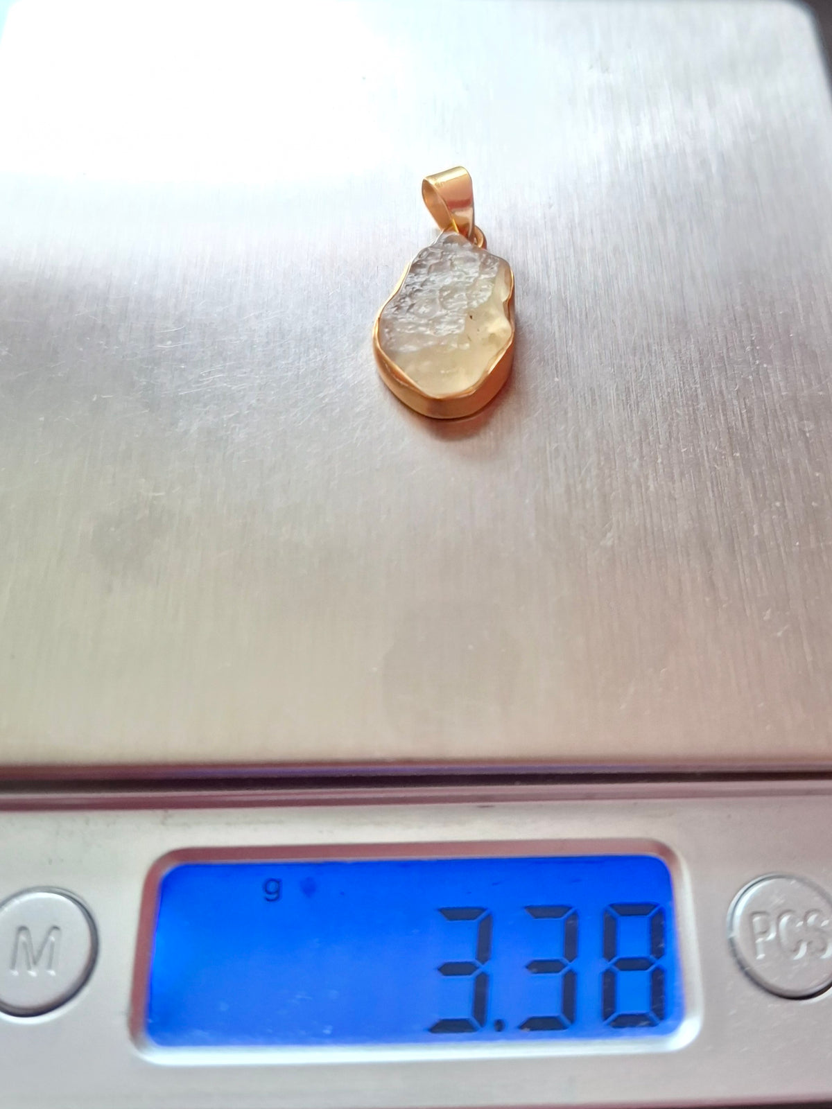 Libyan Desert Glass Pendant, 14K GOLD Plated, Tektite (Ref: LP124)
