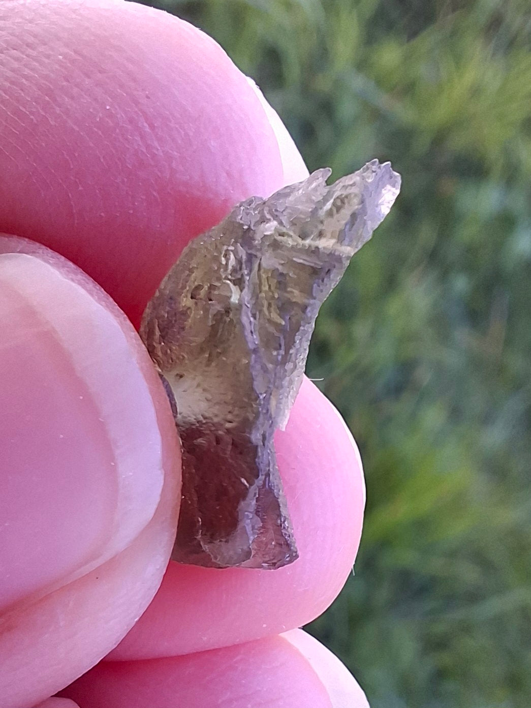 DRILLED, Moldavite Piece, 0.75g, Tektite (Ref: D23)