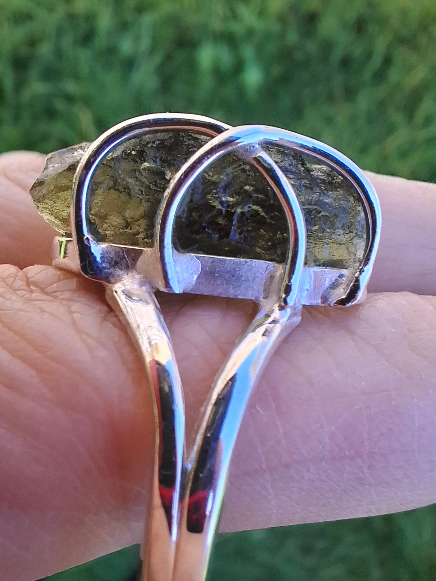 Moldavite Ring, size U, 925 Silver (Ref: R13)