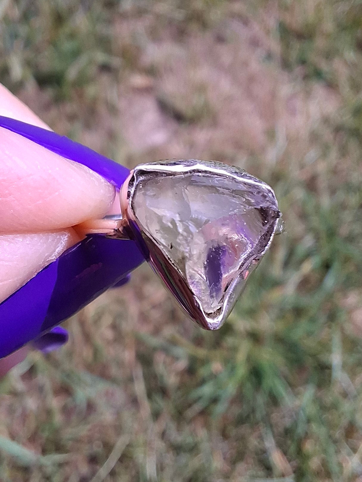 Libyan Desert Glass Ring, size large G, 925 Silver, Tektite (Ref: LR2)