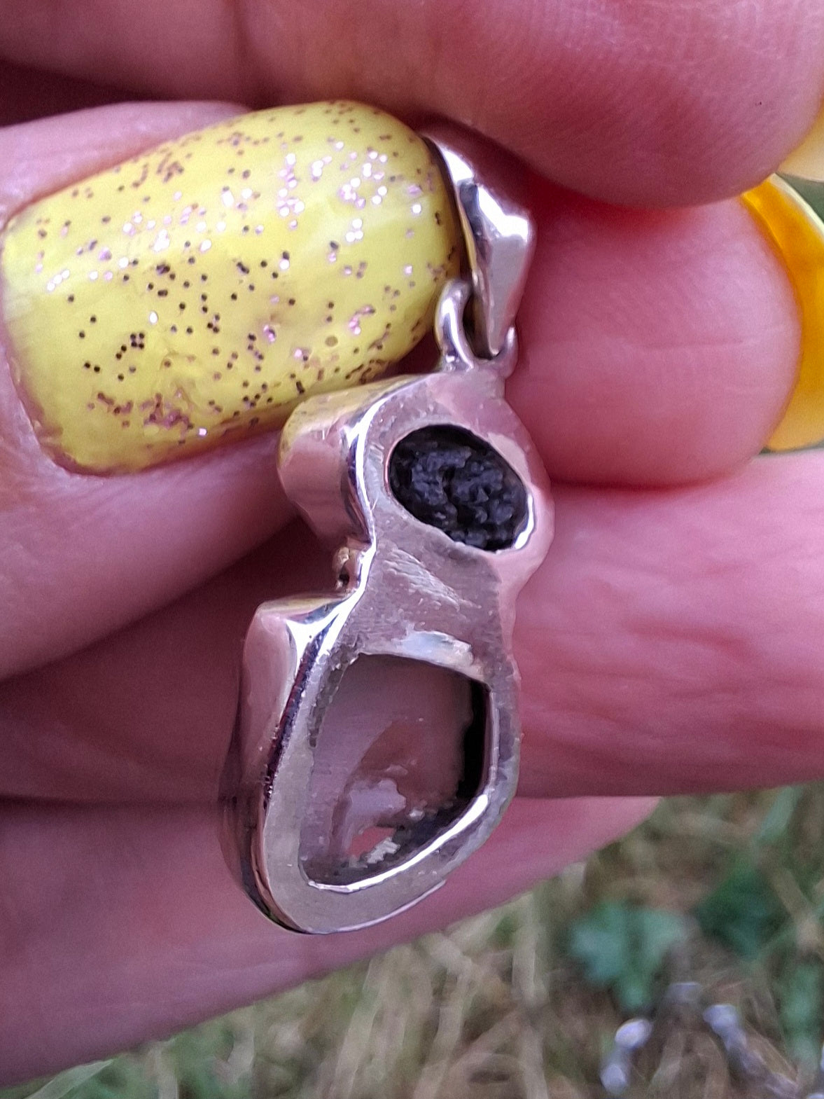 Moldavite & Libyan Desert Glass Pendant, 925 Silver, Tektite (Ref: MLP13)