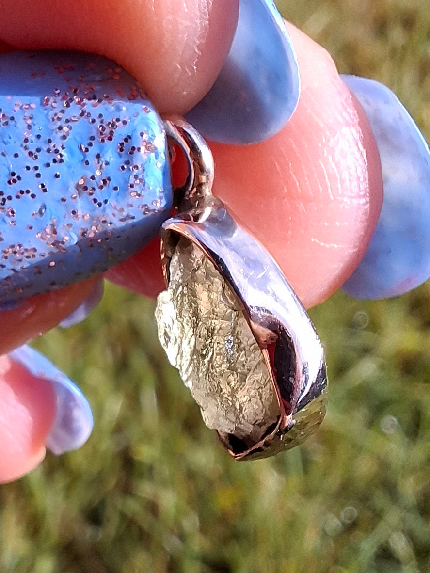 Moldavite Pendant, 925 Silver, Tektite (Ref: P46)