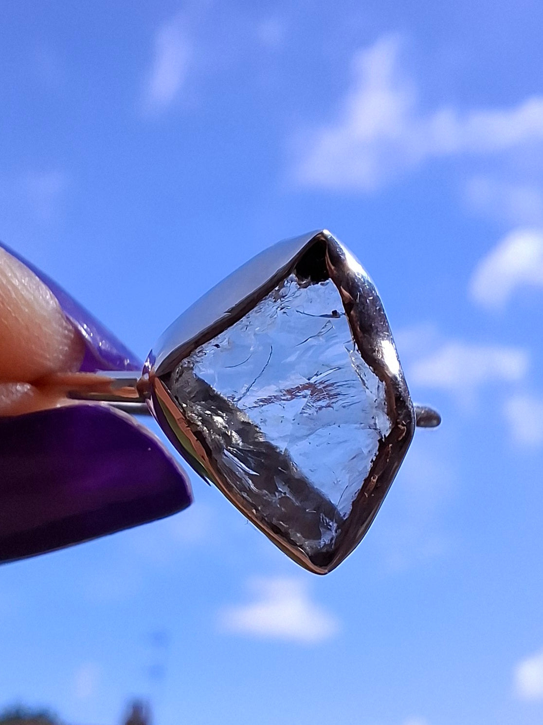 Libyan Desert Glass Ring, size T, 925 silver, Tektite (Ref: LR49)