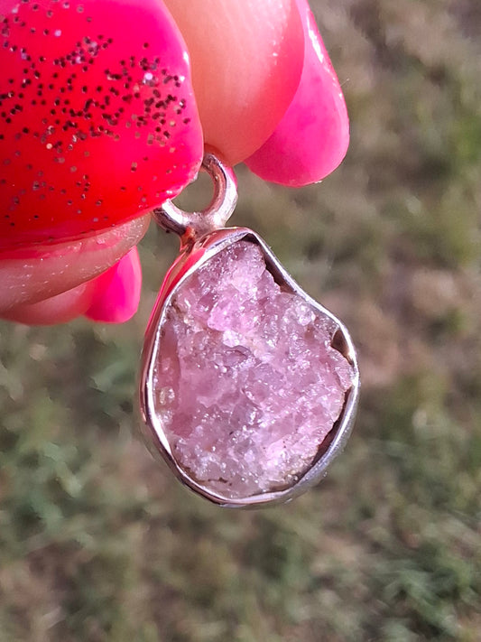 Pink Tourmaline Pendant, 925 Silver, Crystal (Ref: PT30)