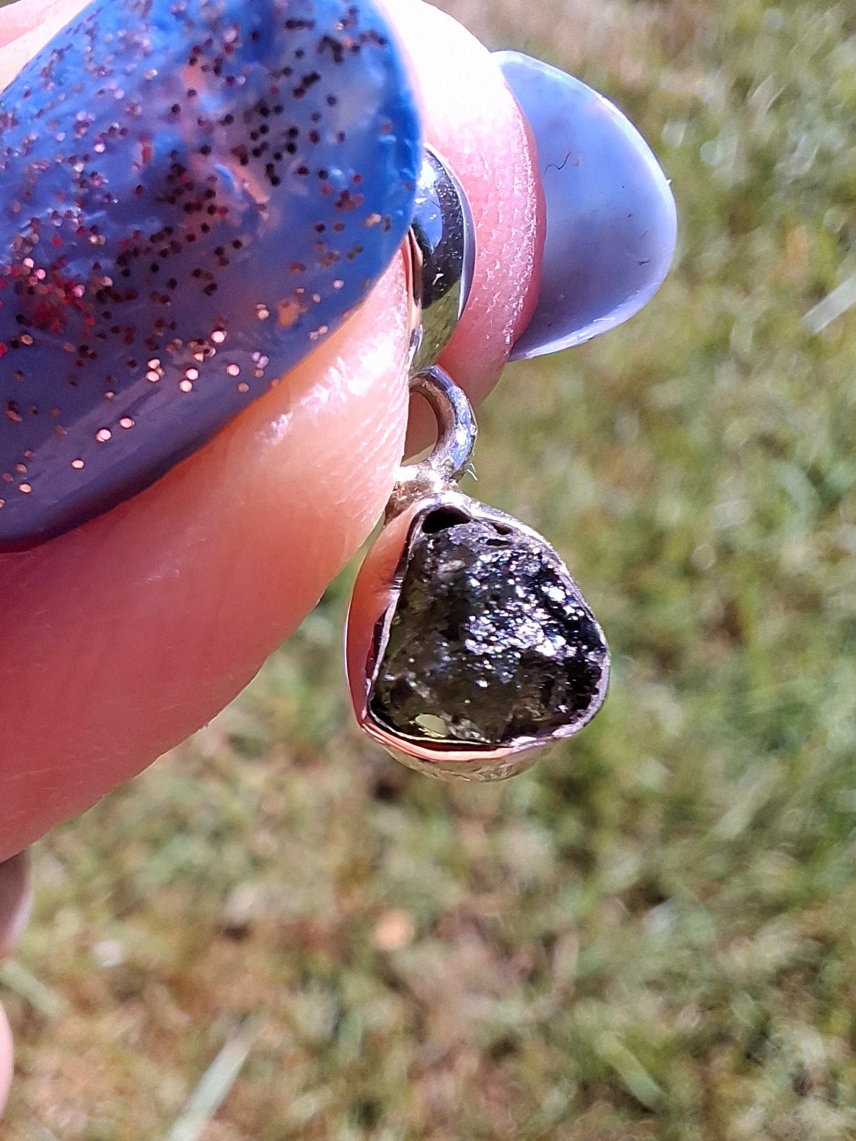 Moldavite Pendant, 925 Silver, Tektite (Ref: P96)
