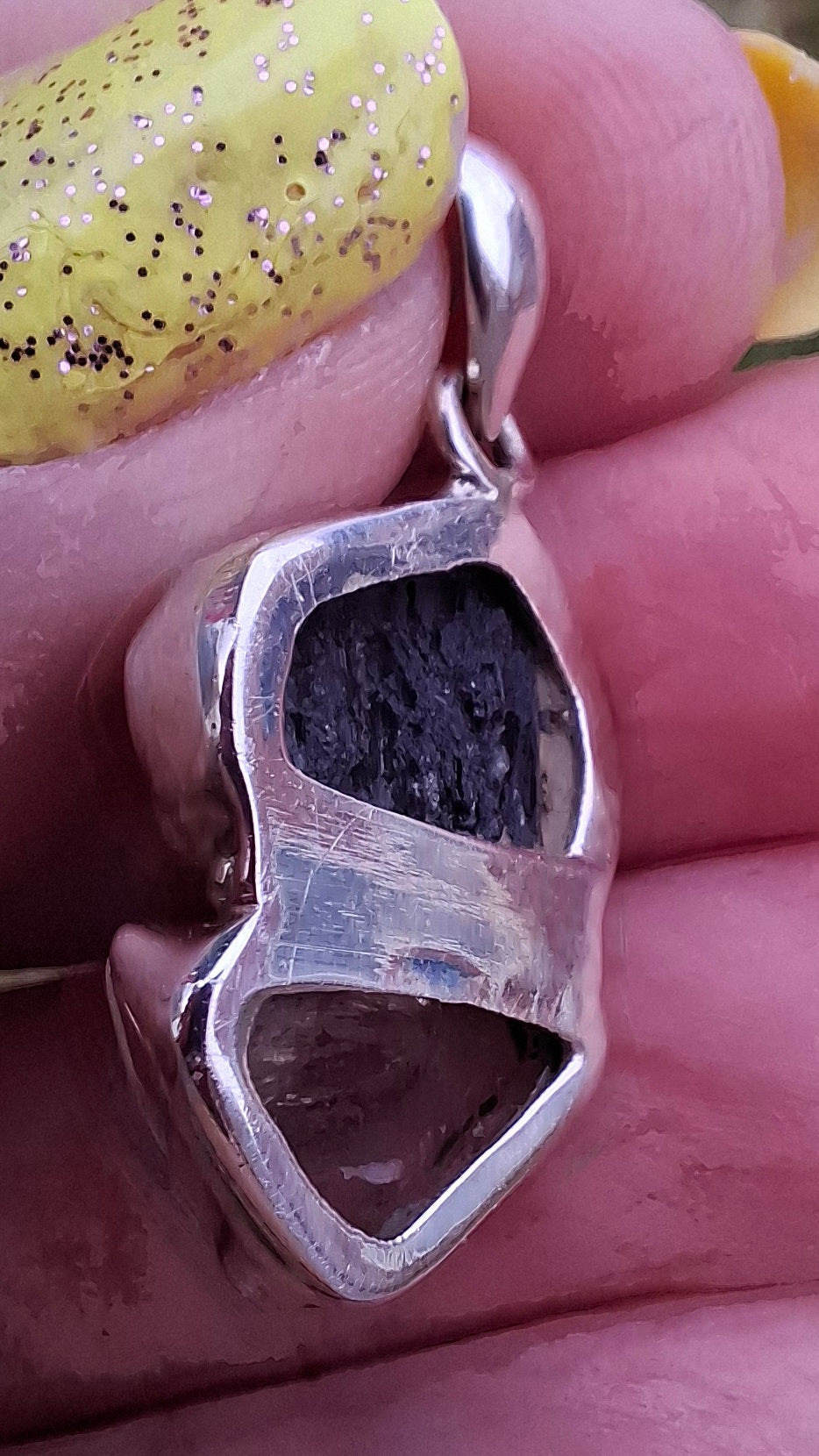 Moldavite & Libyan Desert Glass Pendant, 925 Silver, Tektite (Ref: MLP3)
