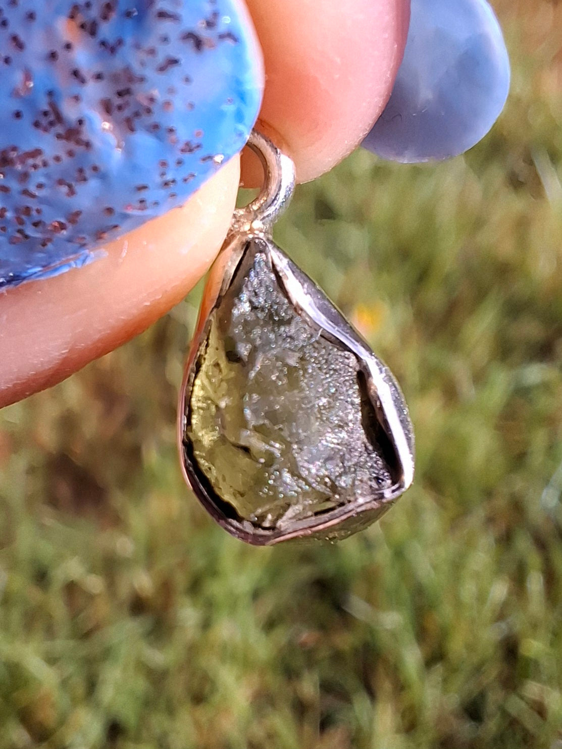 Moldavite Pendant, 925 Silver, Tektite (Ref: P42)