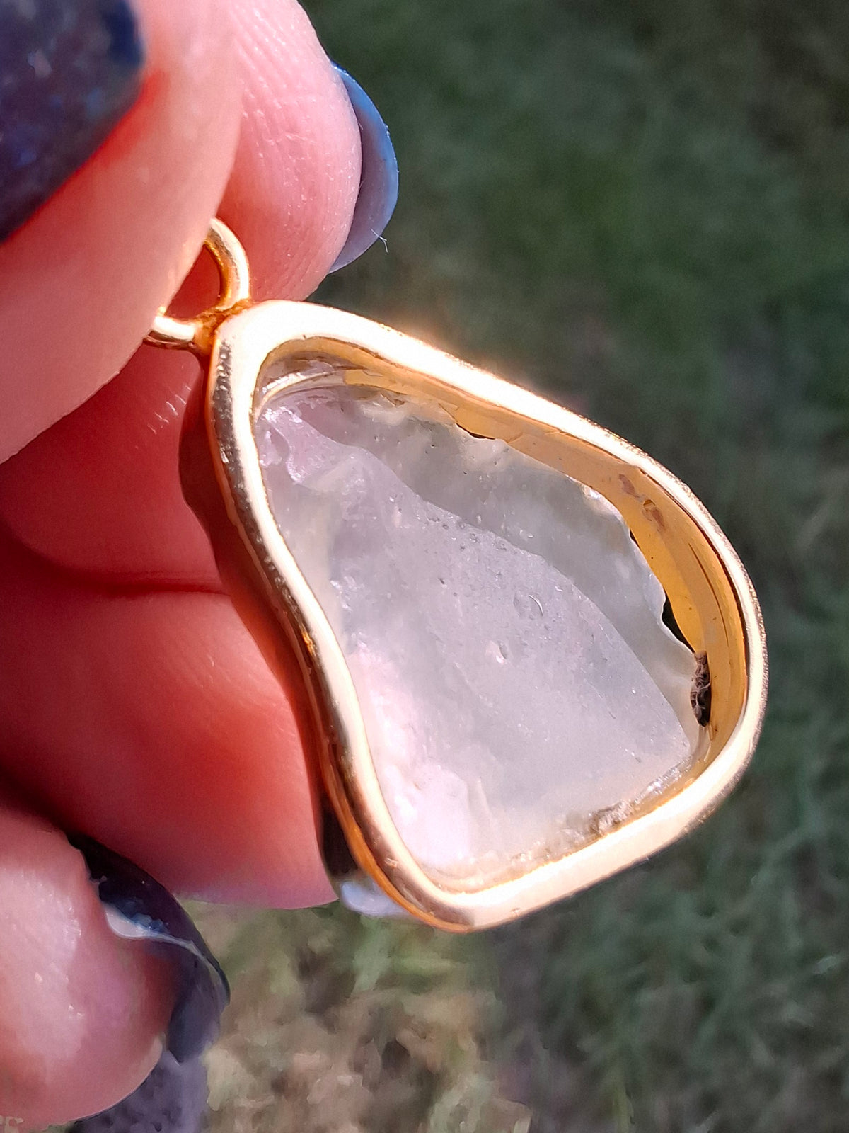 Libyan Desert Glass Pendant, 14K GOLD Plated, Tektite (Ref: LP121)