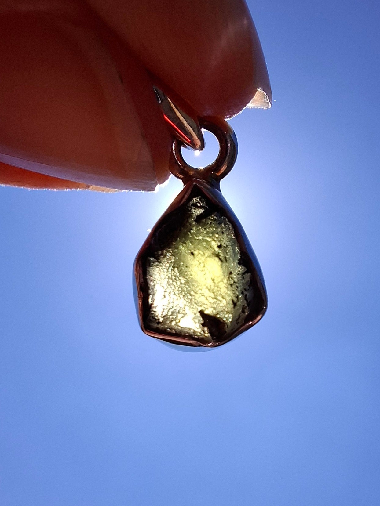 Moldavite Pendant, 925 Silver, Tektite (Ref: P59)