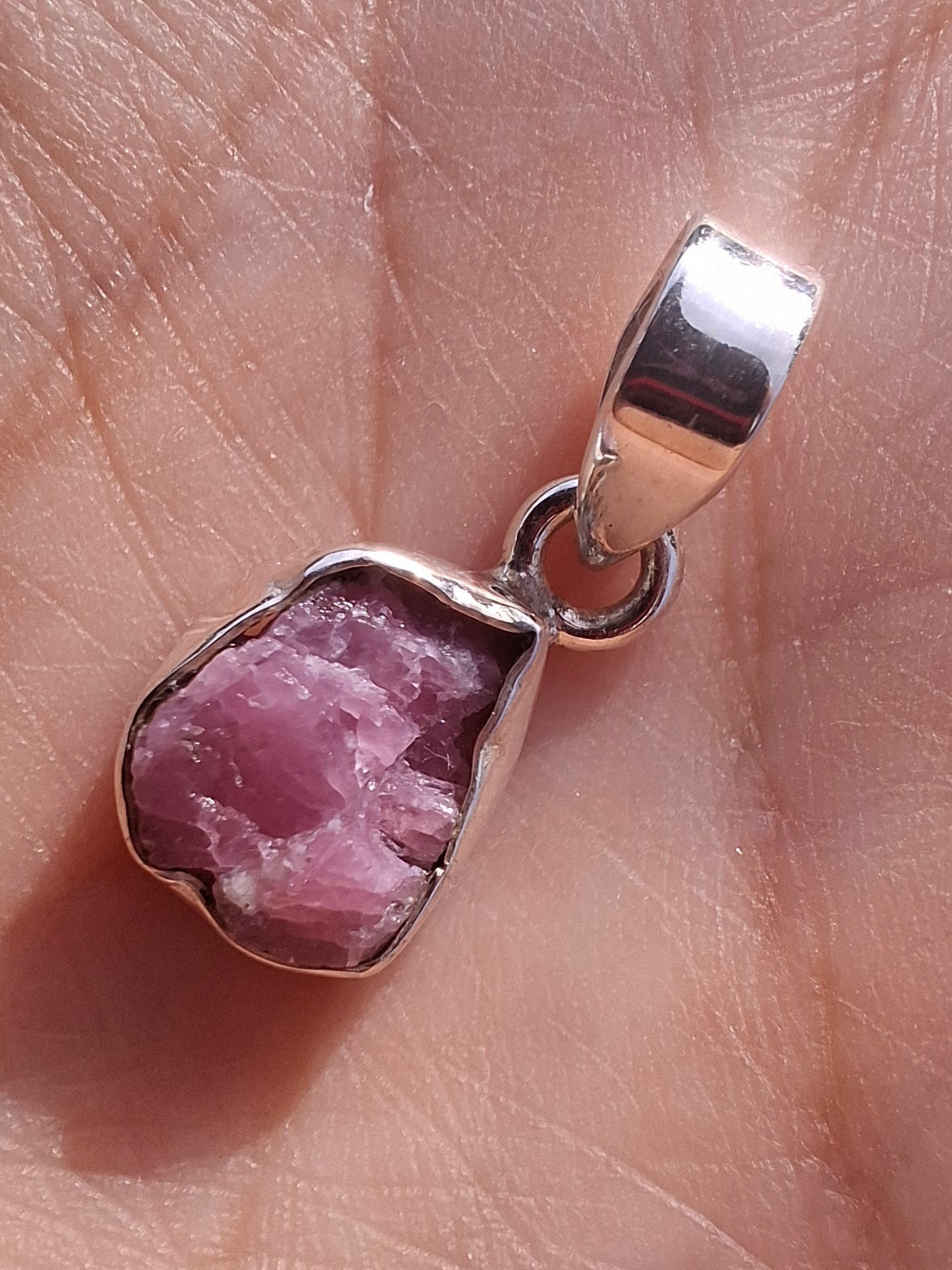 Pink Tourmaline Pendant, 925 Silver, Crystal (Ref: PT10)