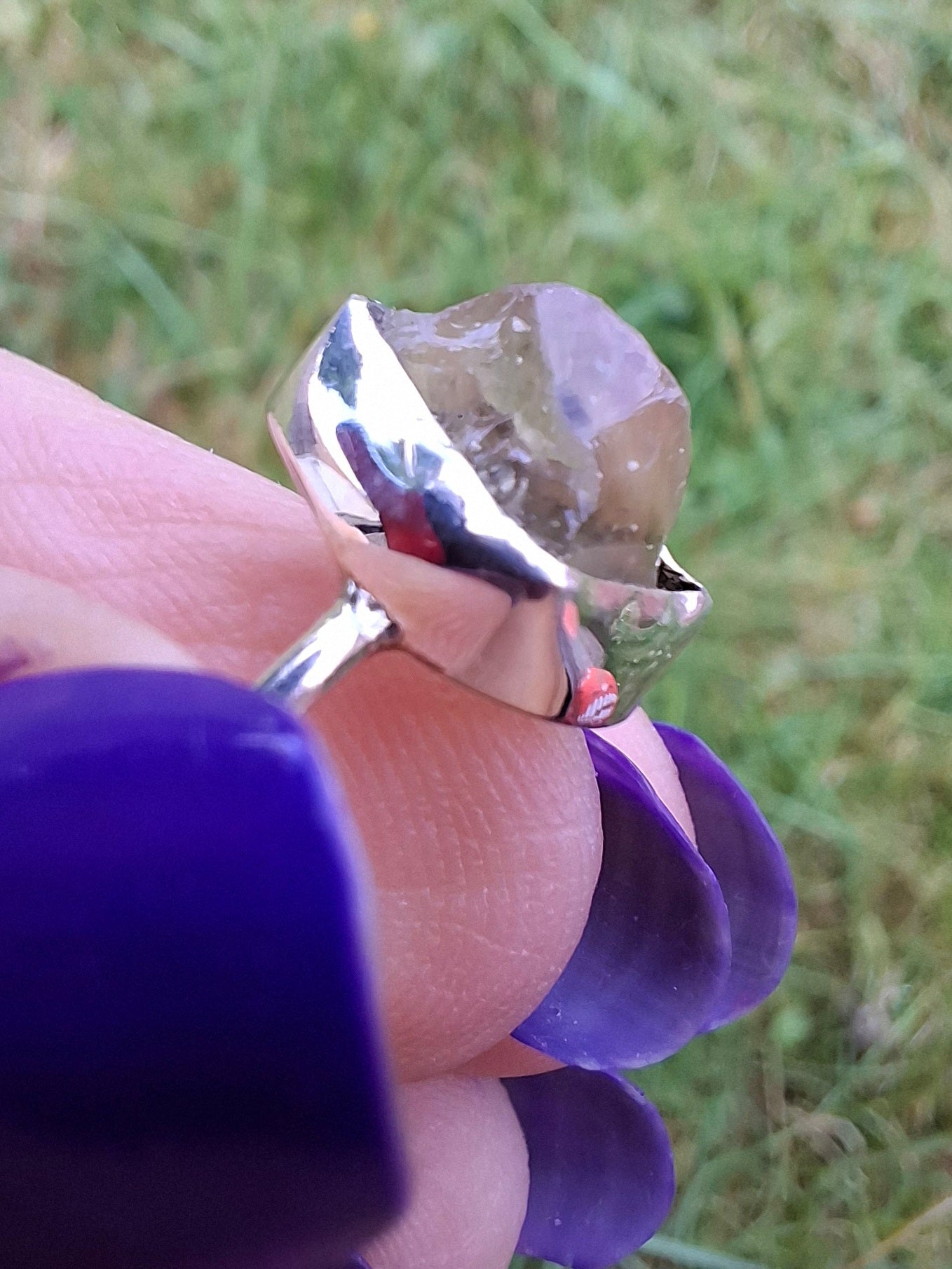 Libyan Desert Glass Ring, size large K/small L, 925 Silver, Tektite (Ref: LR17)