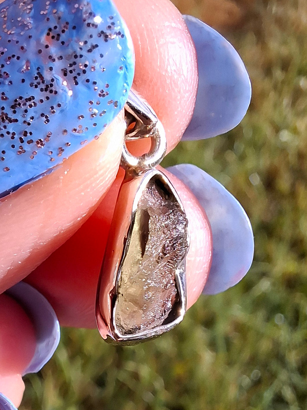 Moldavite Pendant, 925 Silver, Tektite (Ref: P46)