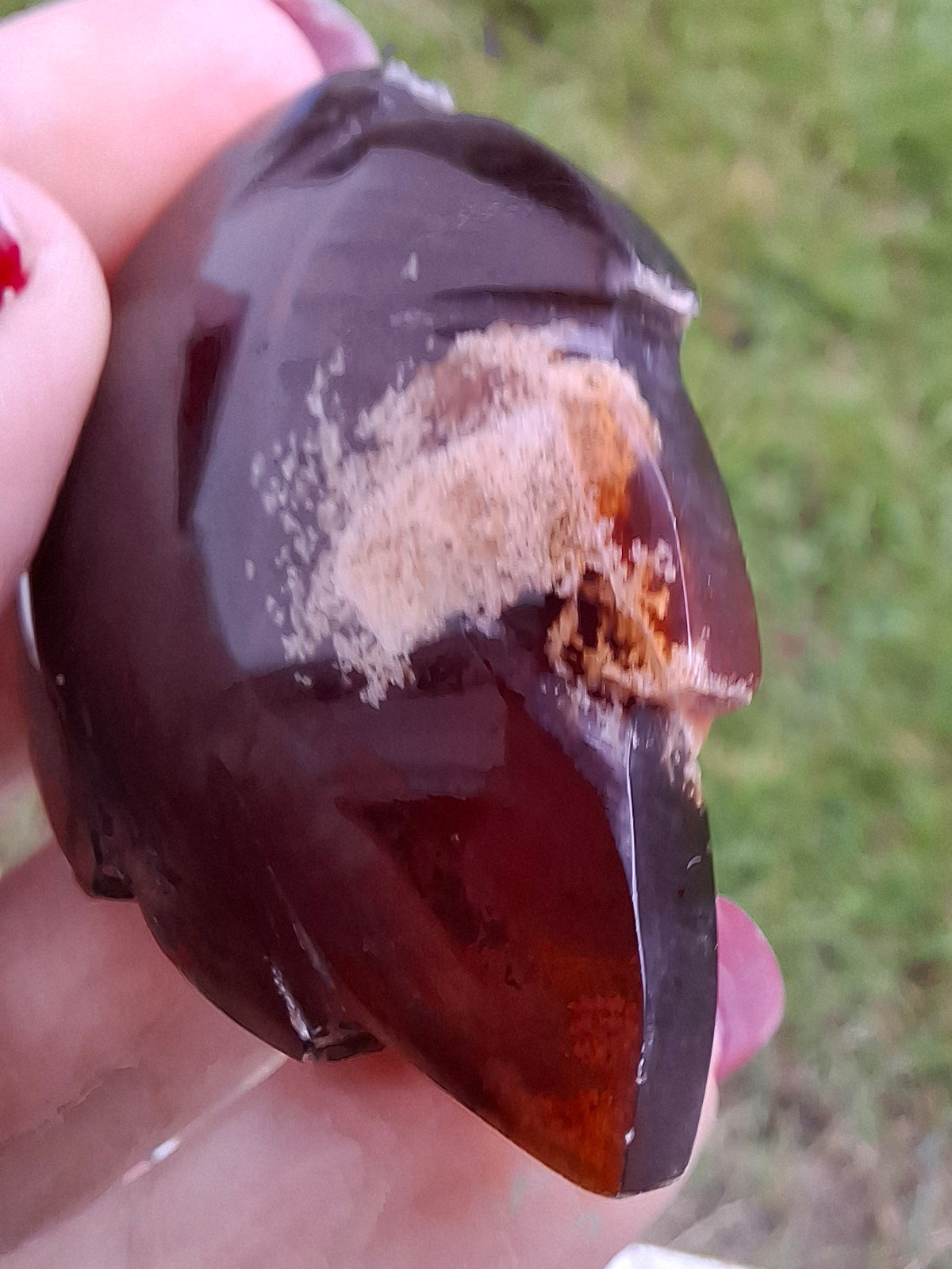 Red Amber Leaf Carving, 7.65g, Fossil (Ref: Leaf9)