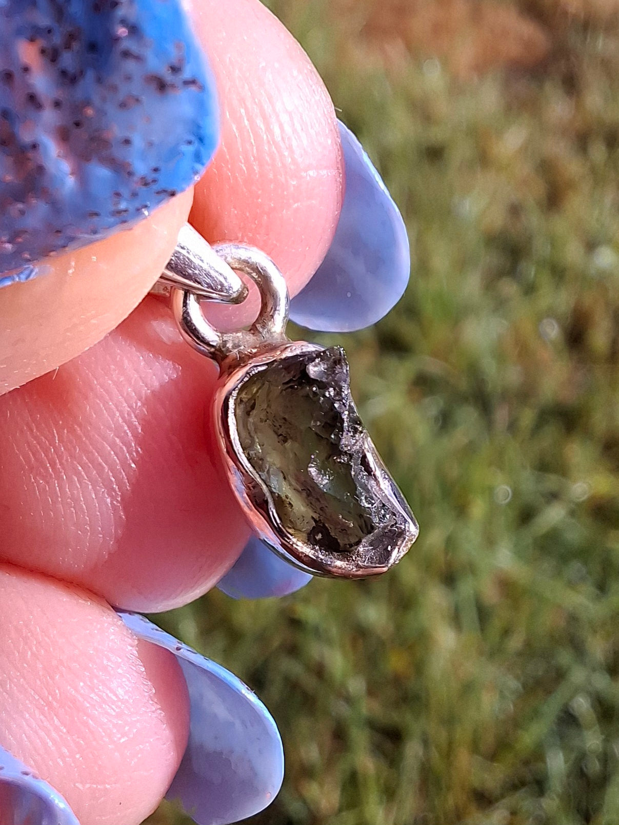 Moldavite Pendant, 925 Silver, Tektite (Ref: P39)